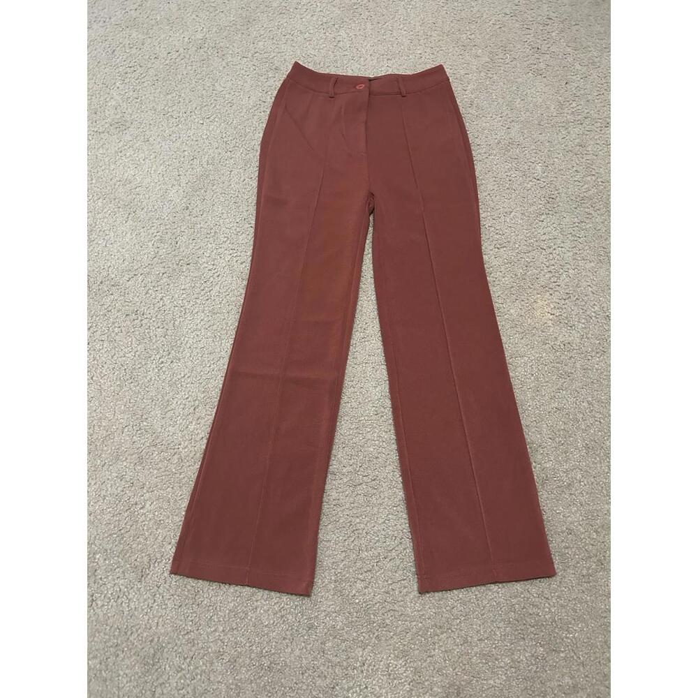 Chic Me New Burnt Orange Front Pleated Pants Flared Size Small